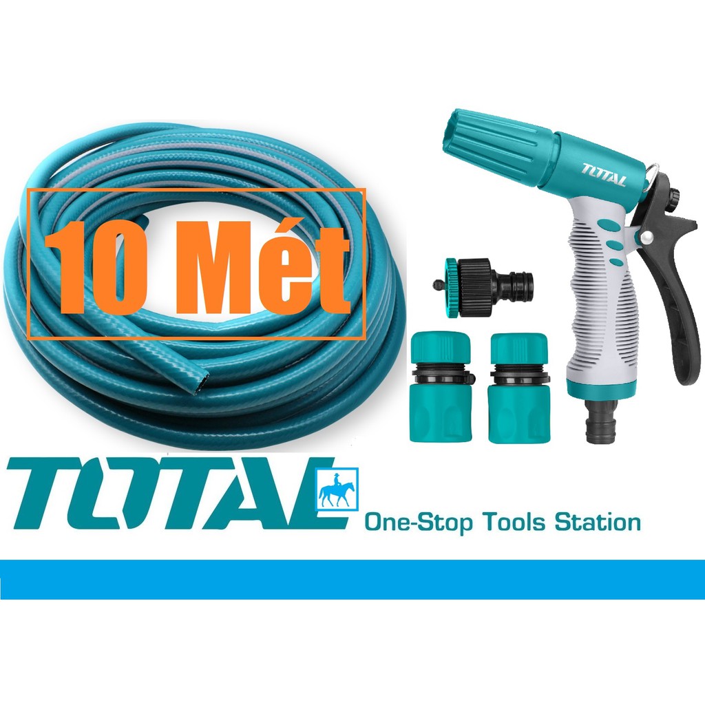 TOTAL Bộ 10 Mét Ống Nước Vòi Xịt Rữa Xe Tưới Cây Chỉnh Tia THWS030301 THWS010301 THPH2001