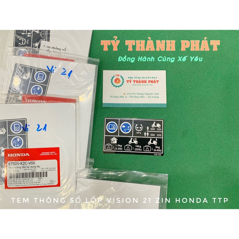 Tem thông số lốp Vision 21 zin