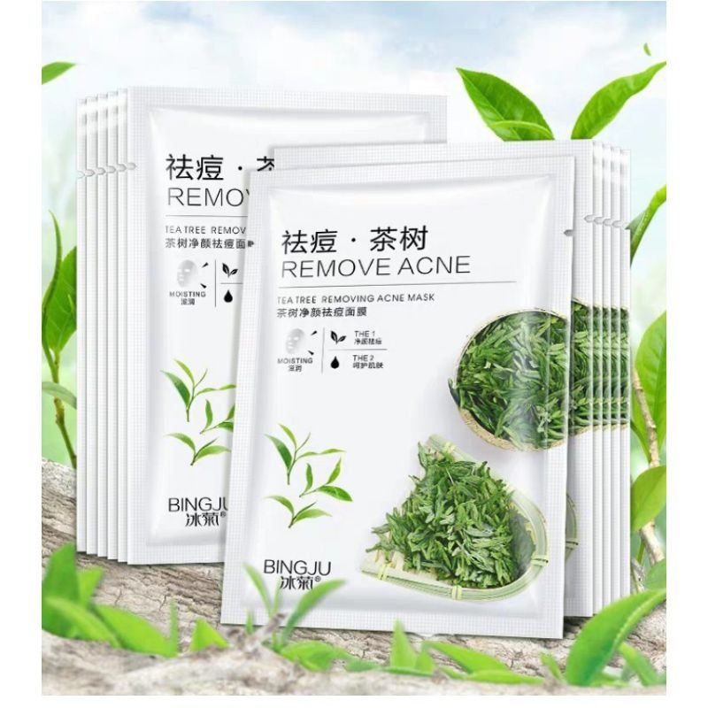 Mặt nạ tràm trà Teatree Removing Acne Mask chiết xuất từ lá trà xanh BINGJU