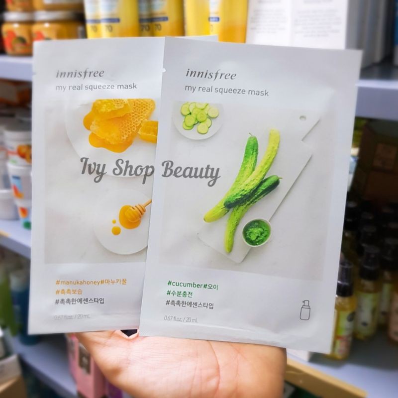 Lẻ miếng mặt nạ Innisfree My Real Squeeze Mask Innisfree_tebaogocchinhhang | Thế Giới Skin Care