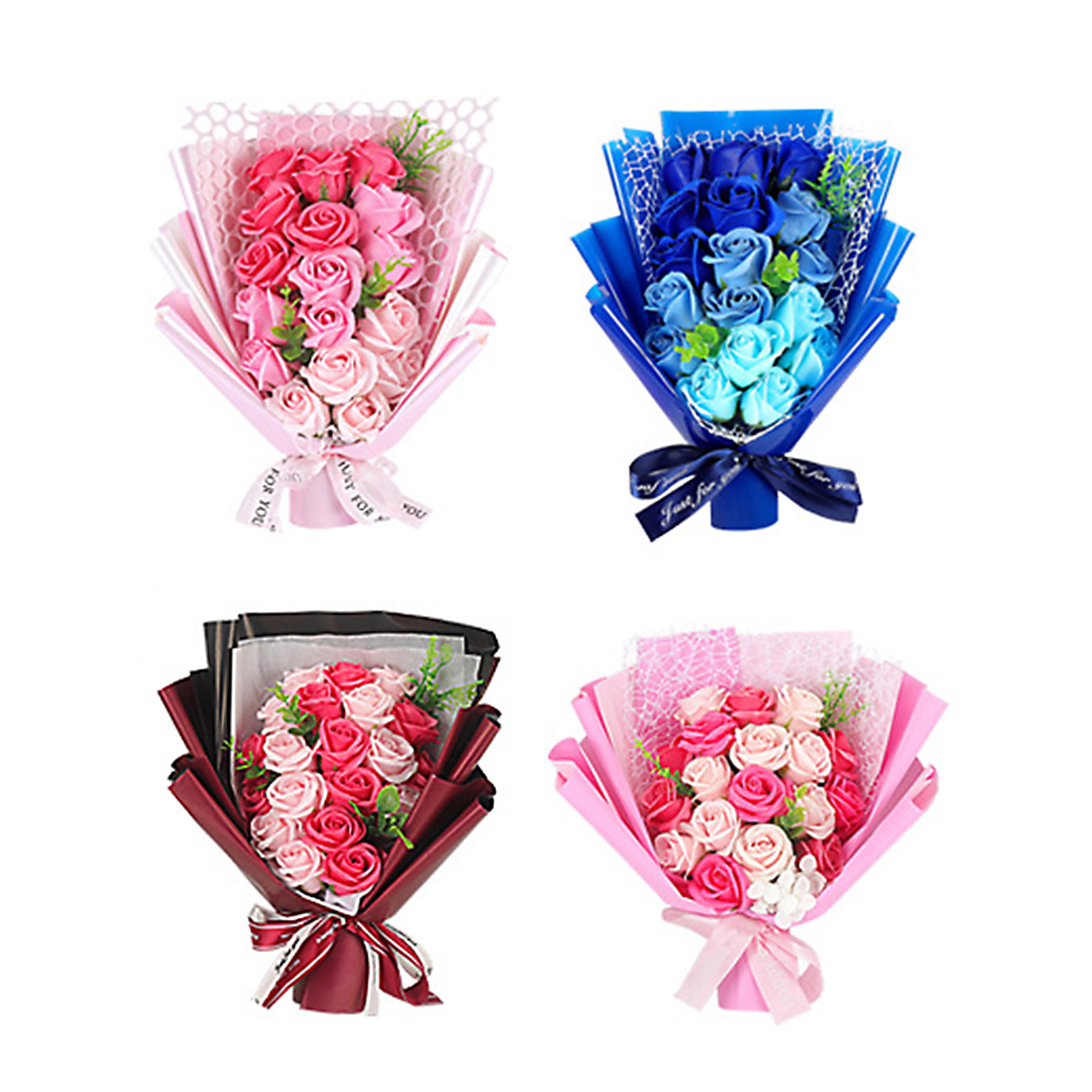 Bó Hoa Xà Phòng Bằng Nhựa Có Đèn Led Phát Sáng 32cm Chất Lượng Cao Dùng Làm Quà Tặng Valentine