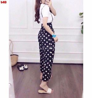 Set Áo Thun - Yếm Chấm Bi