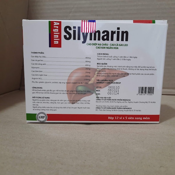 Viên uống giải độc gan SILYMARIN - Arginin gold - hỗ trợ bảo vệ gan ,tăng cường chức năng gan - Hộp 60 viên