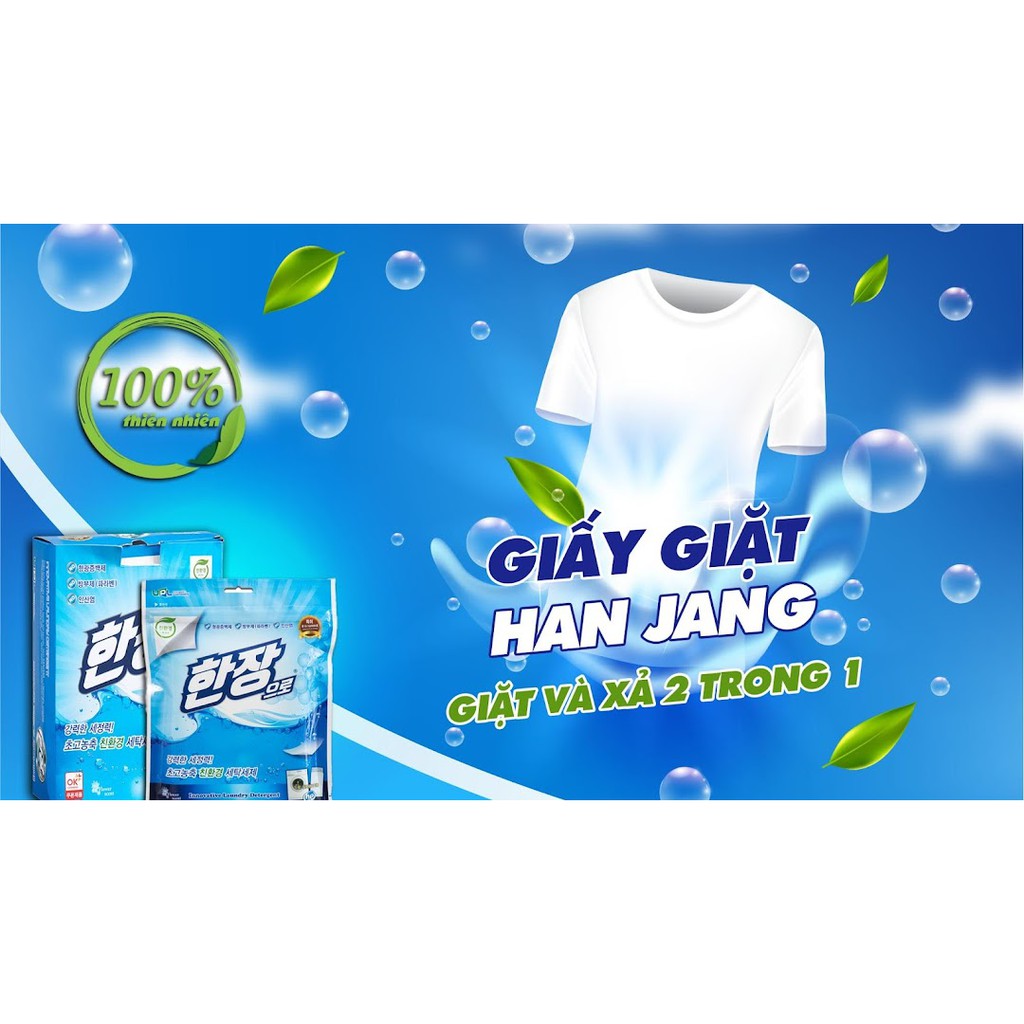 Giấy giặt nhập khẩu trực tiếp từ Hàn Quốc, giặt xả 2in1 đánh bay các vết bẩn và hơn hẳn các loại bột giặt thông thường