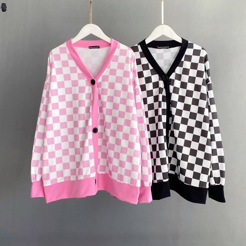 Kèm hình thật - Áo cardigan caro ulzzang Hàn Quốc cực xinh cryaotic10