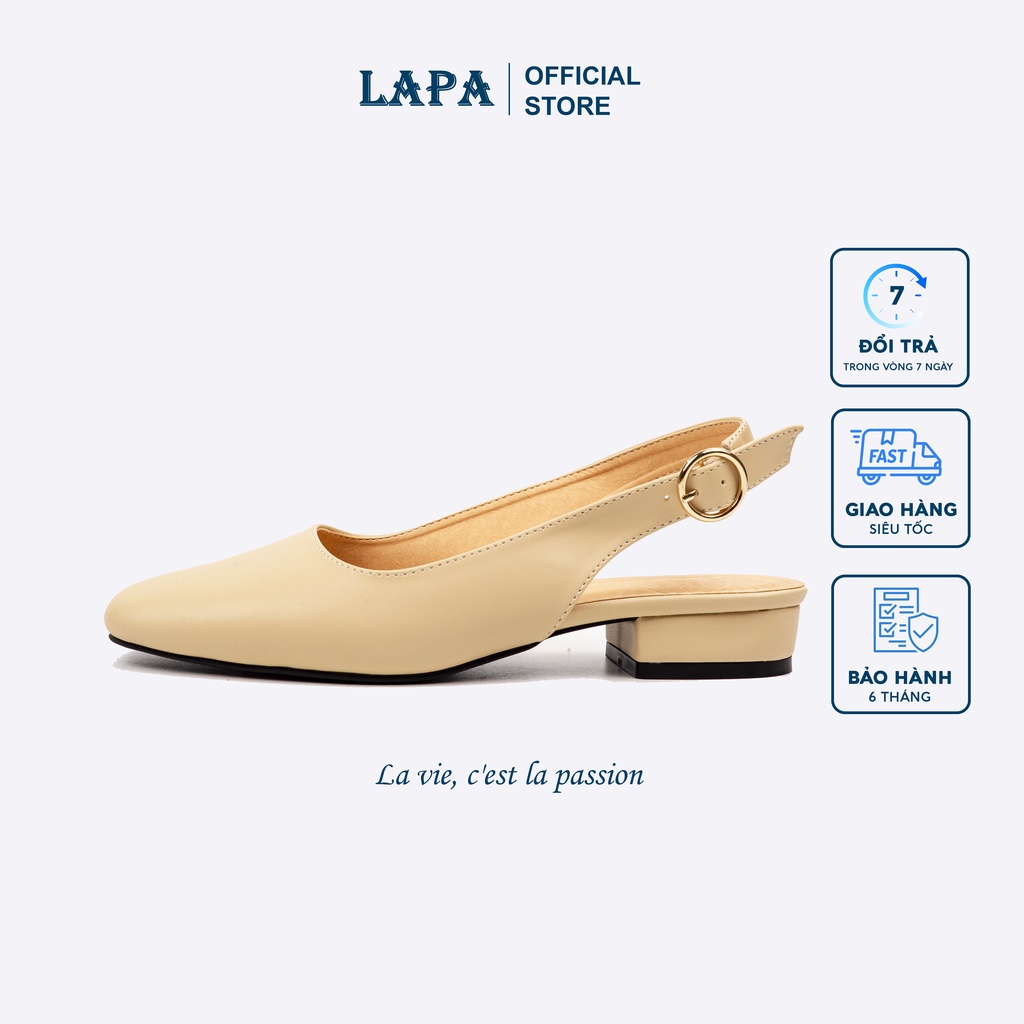 Giày Bệt Nữ Slingback 2 Phân Mũi Nhọn Đế Vuông Hở Eo Phá Cách LAPA - LP020