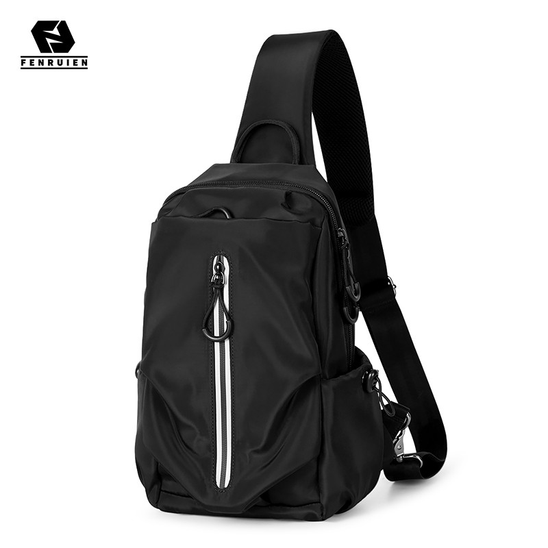 Fenruien Brand Men Fashion Crossbody Bag Casual Waterproof Male Shoulder Bag USB Charging Short Trip Travel Chest pack