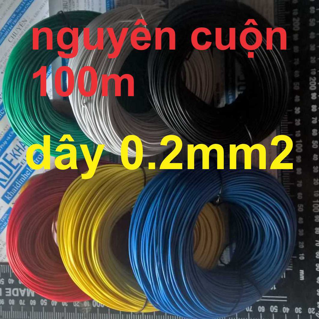 Dây điện đơn RV 0,2mm 0.2mm dây mềm, sợi đồng nhỏ  có 6 màu đỏ/đen/lục/trắng/dương/vàng kde1661