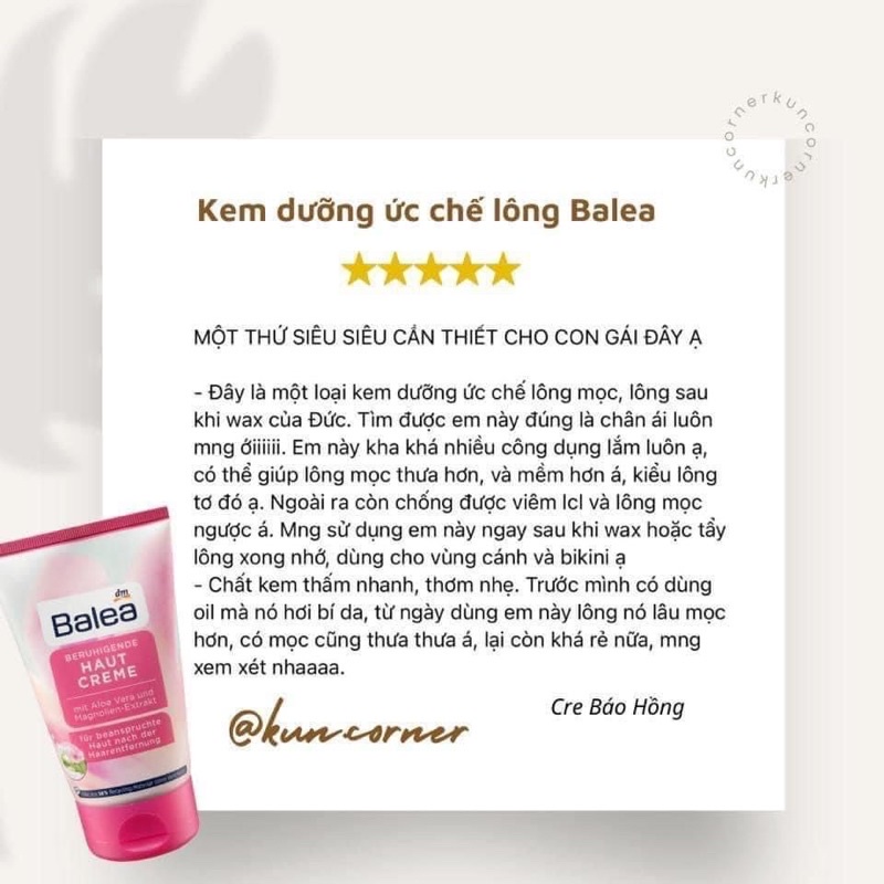 Kem dưỡng sau wax Balea Beruhigende Haut Creme 125mL