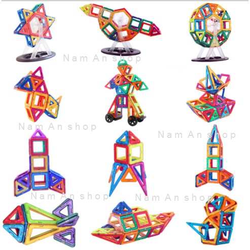 Đồ chơi xếp hình lắp ghép nam châm, 94 chi tiết, tặng 26 thẻ, size lớn. MAGNETIC.w