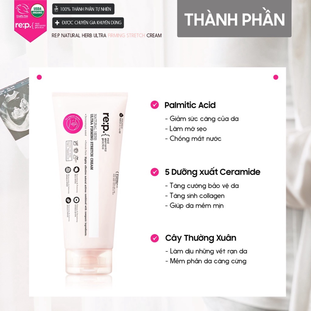 Kem Chống Rạn Da RE:P Giảm Rạn Da Bụng Đùi Săn Chắc Da Làm Mờ Sẹo RE:P NATURAL HERB ULTRA FIRMING STRETCH CREAM 200ml | BigBuy360 - bigbuy360.vn