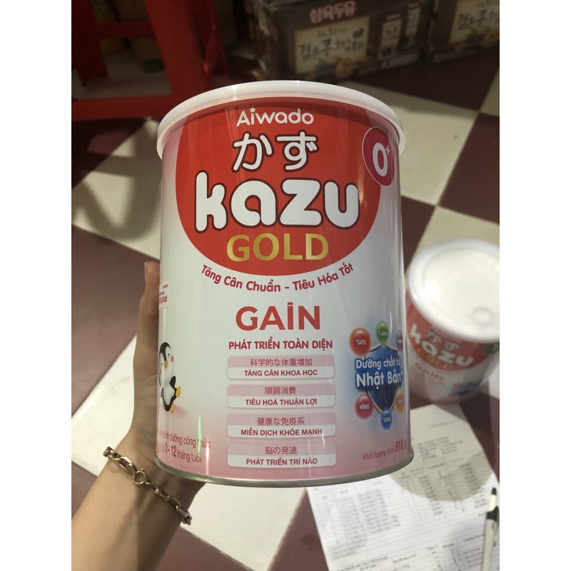 Tặng 1 bộ câu  cá - sữa bột Kazu Gold Gain số 0 810g