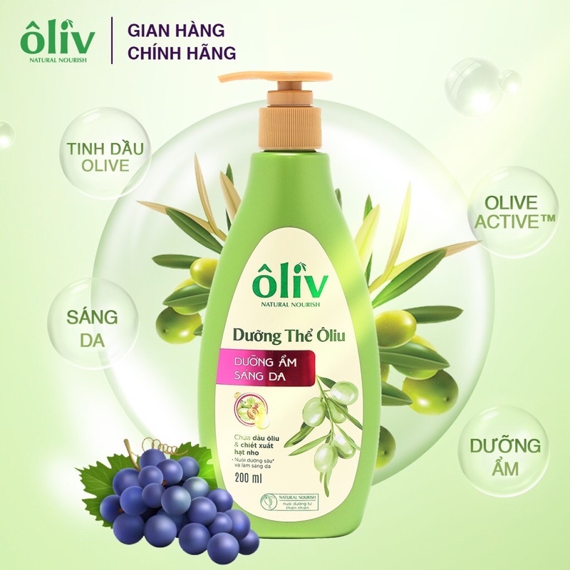 Sữa dưỡng thể Ôliv dưỡng ẩm sáng da , mềm mịn 200ml