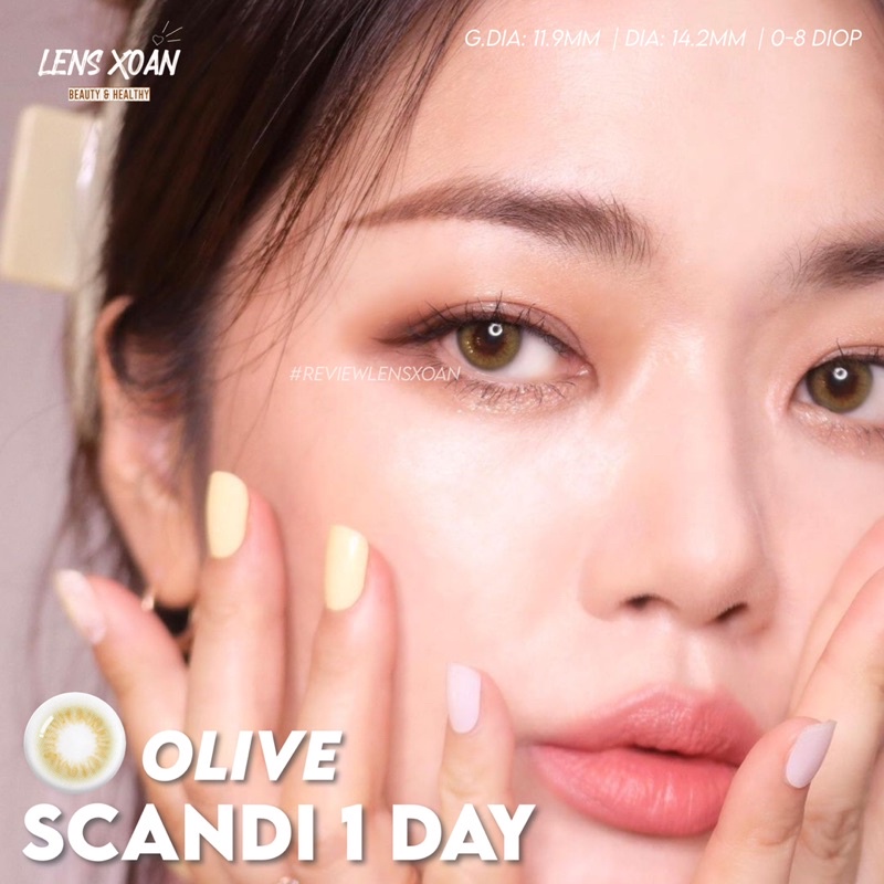 KÍNH ÁP TRÒNG 1 NGÀY SCANDI OLIVE CỦA OLENS: LENS XANH LÁ TRONG TỰ NHIÊN | LENS XOẮN