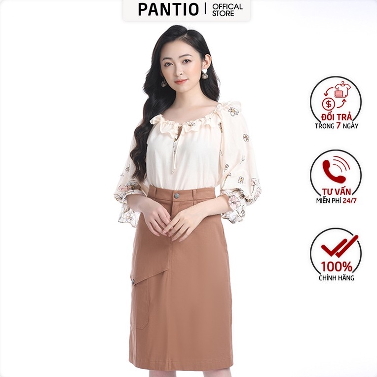 Áo sơ mi nữ chất liệu thô, dáng suông tay lỡ béo nhún bản to phần cổ và tay áo FAS72672 - PANTIO