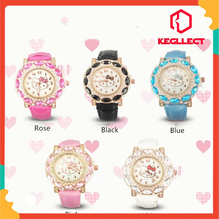 Kegllect Đồng Hồ Đeo Tay Mặt Hello Kitty Cho Bé Gái