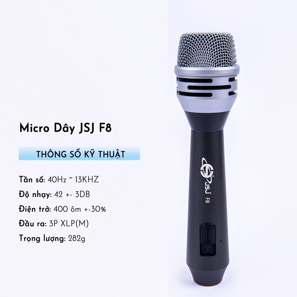 Micro karaoke có dây JSJ F8 vẻ ngoài quý phái thanh lịch thiết kế hợp kim nhôm cao cấp chống mài mòn