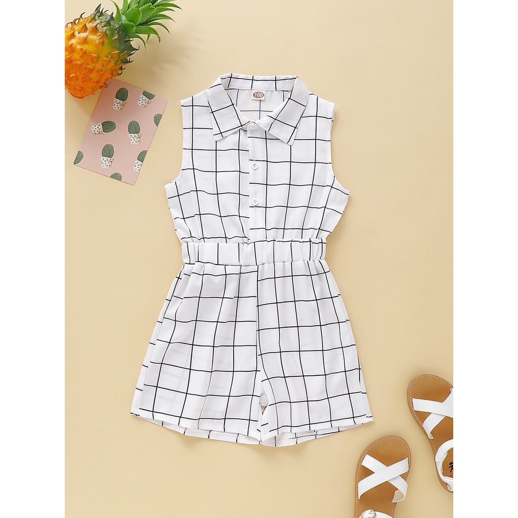 Áo liền quần Mikrdoo không tay cổ lật dành cho bé gái