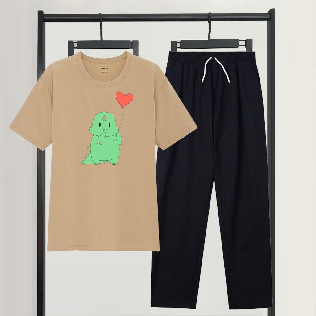 Sét Bộ Đồ Nữ Mặc Đi Chơi Dự Tiệc, Mặc Ở Nhà Mùa Hè, Áo Phông Cotton Kèm Quần Kaki Phong Cách Hàn Quốc