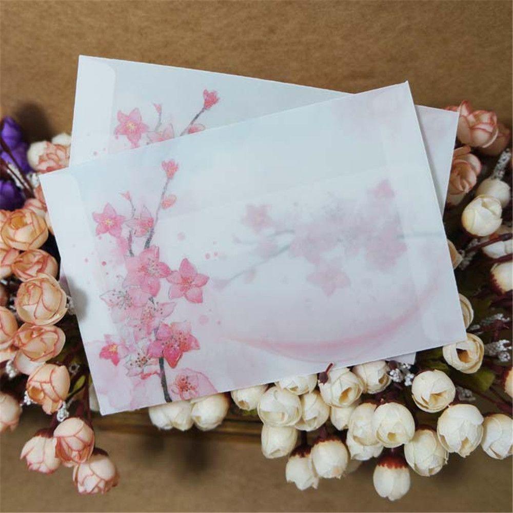 Set 10 Bao Thẻ Mờ Hình Hoa Đào Phong Cách Vintage