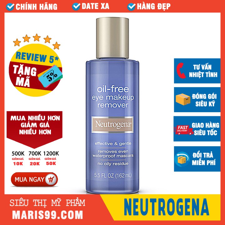 Nước Tẩy Trang Neutrogena Oil Free Eye Makeup Remover (162ml) _ NTG005NHH