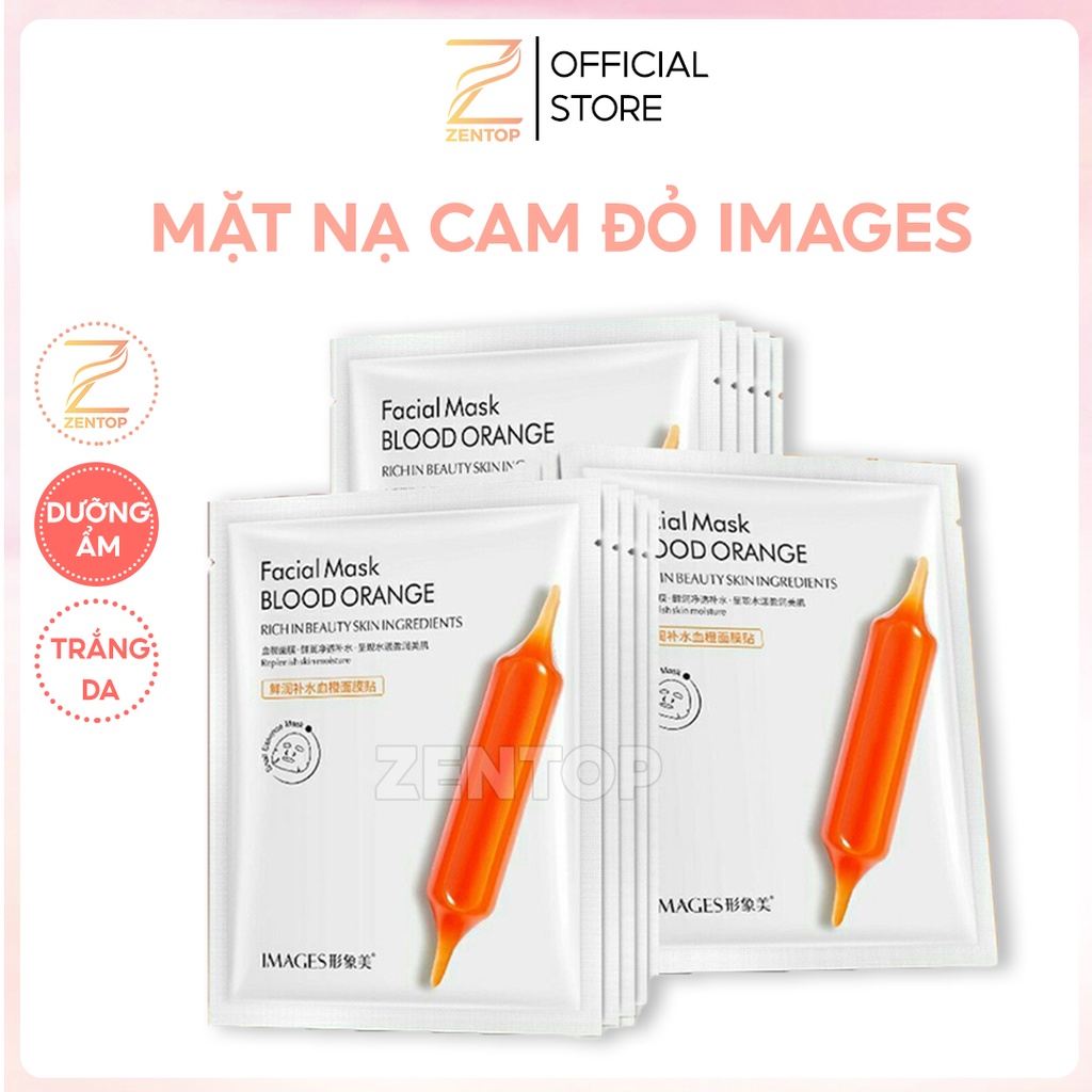 Mặt Nạ Giấy Dưỡng Trắng Cấp Ẩm Da Nội Địa Trung IMAGES Chiết Xuất Cam Đỏ Mask Zentop