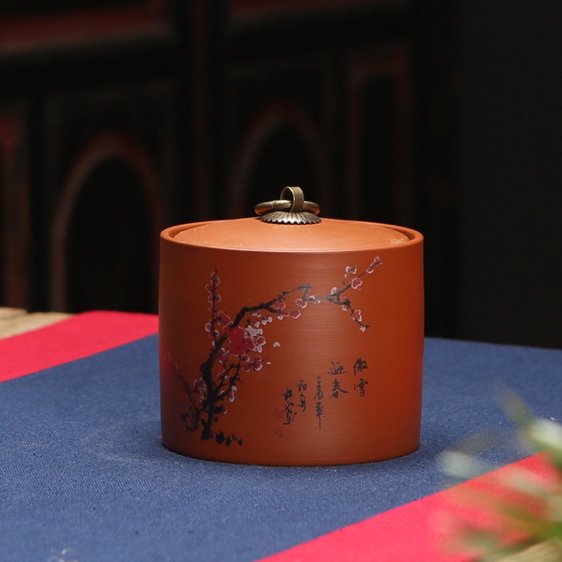 Hũ đựng trà họa tiết cây tre bằng sứ loại nhỏ | BigBuy360 - bigbuy360.vn