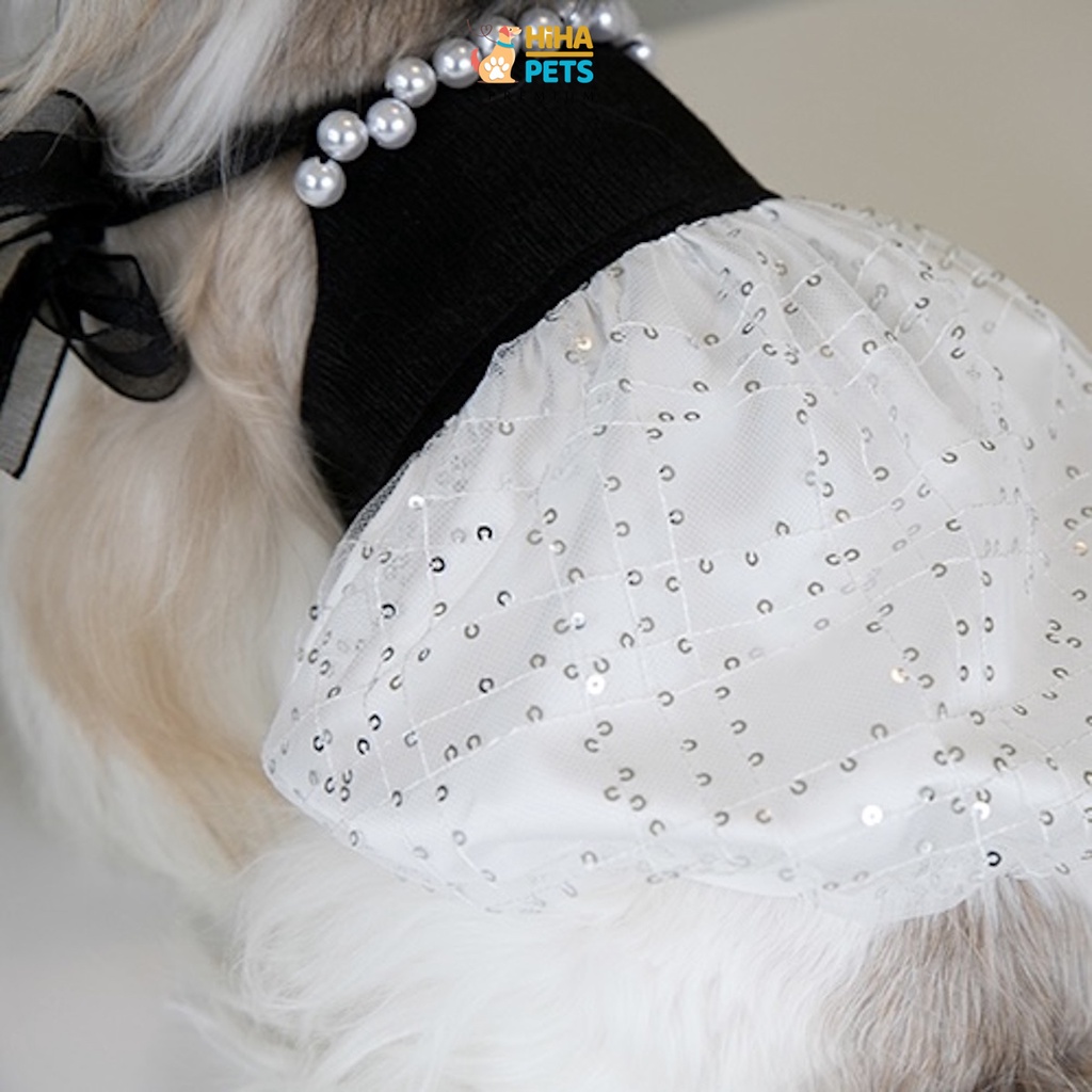 Váy Dây Dạ Hội Cho Chó Mèo Cao Cấp Quần Áo Thú Cưng Thiết Kế Form Hàn Quốc Đinh Hạt Bẹt Lấp Lánh Hihapet.
