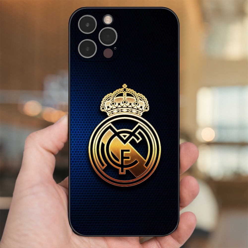 Ốp lưng iPhone 12 Pro dẻo đen cạnh vuông in hình Real Madrid
