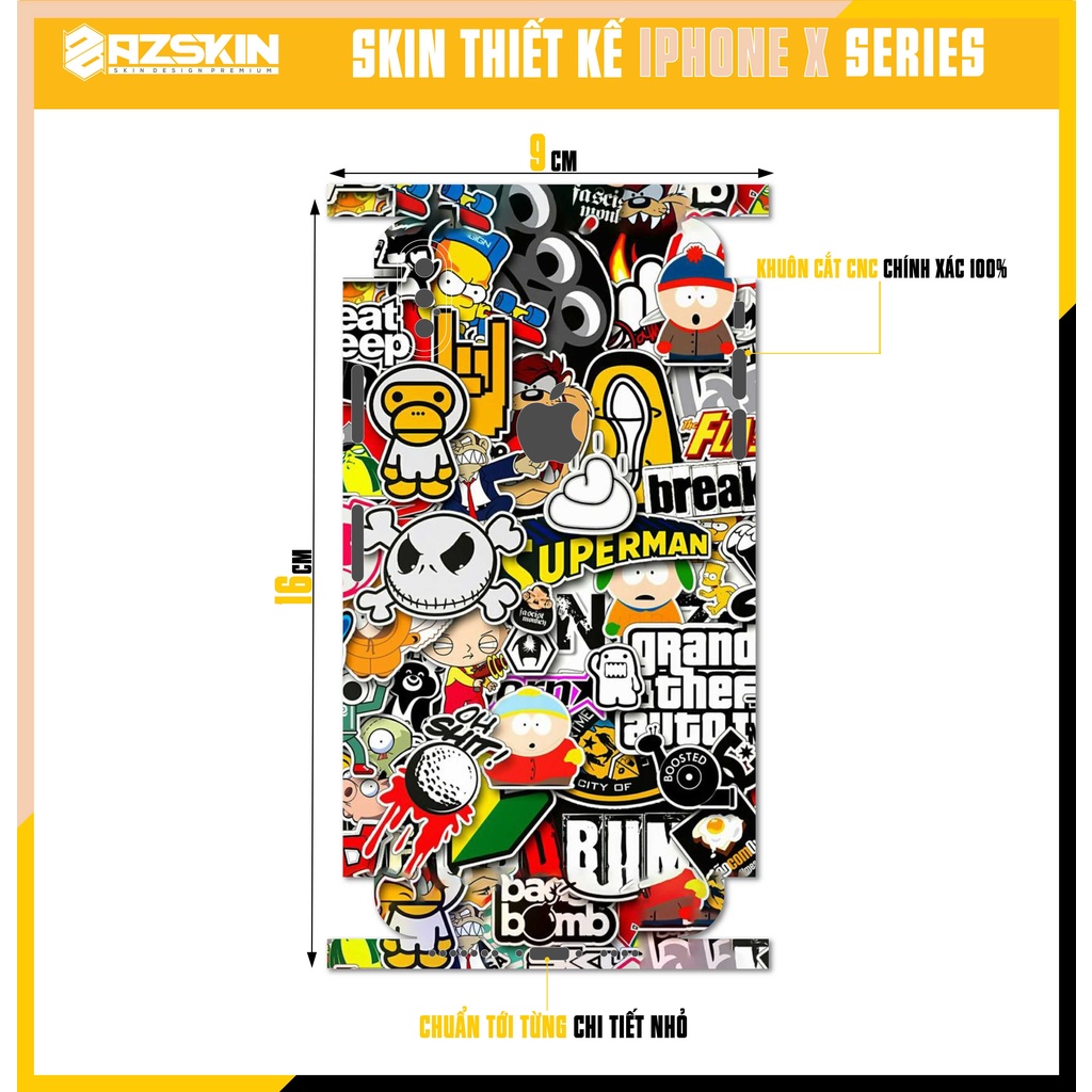 Miếng Dán Skin IPhone X/XS/XR/XS Max Patten Vui Nhộn |SK_IPPT143| Hình Chuẩn Màu, Dán Full Lưng Viền - Dễ Dán Tại Nhà