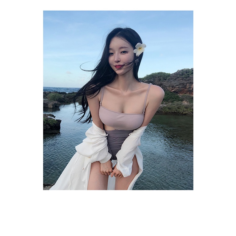 Bikini/ bơi liền chất tăm 2 dây cutout eo phong cách Ulzzang đi biển hè M16