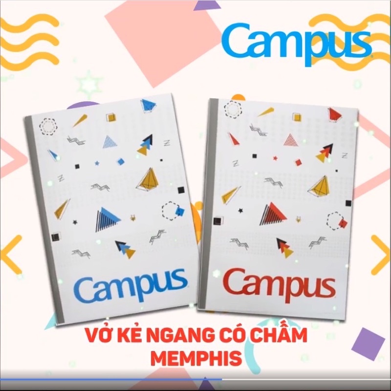 Vở tập sinh viên Campus Memphis kẻ ngang có chấm 200T: 1 cuốn.