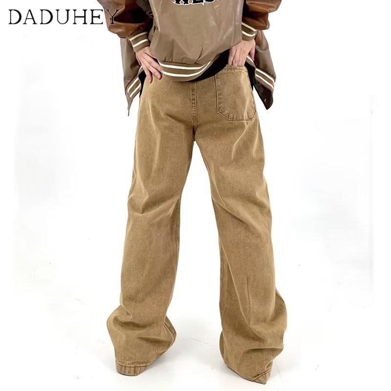 DaDuHey Men's Fashionable High Street Star Embroidery Jeans Ins Fashionable Brand and Loose Straight Casual Pants