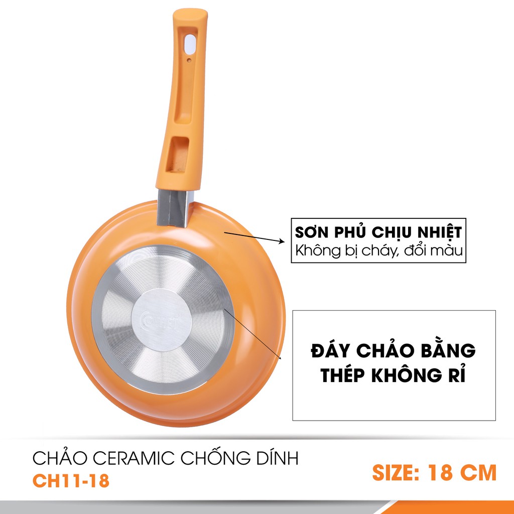 [Mã HLCOMET12 giảm 15% tối đa 50K đơn 100K] Chảo chống dính Ceramic 18cm COMET - CH11-18