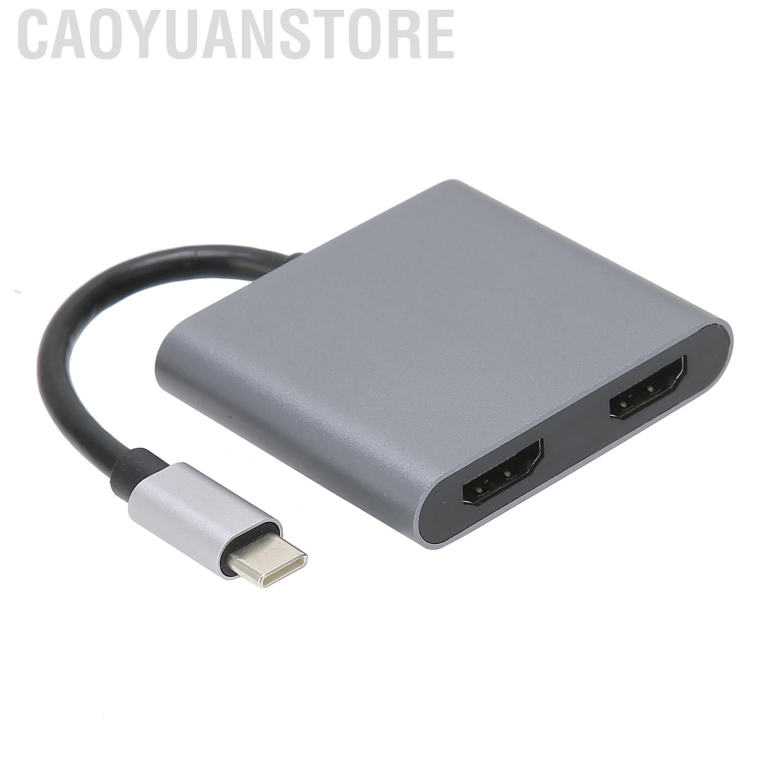 Caoyuanstore 4in 1 Type C to PD/USB 3.0/ Dual HDMI‑Compatible Adapter Converter Hub for Laptop