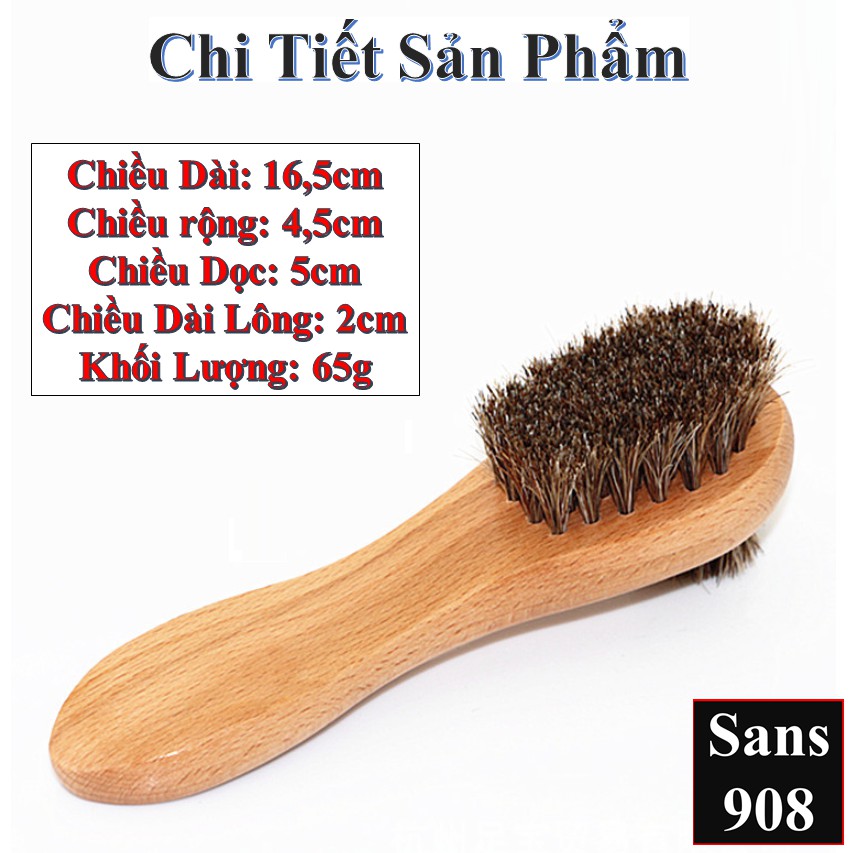 Bàn chải đánh giày đồ da lông ngựa mềm Sans908 hai mặt tiện dụng