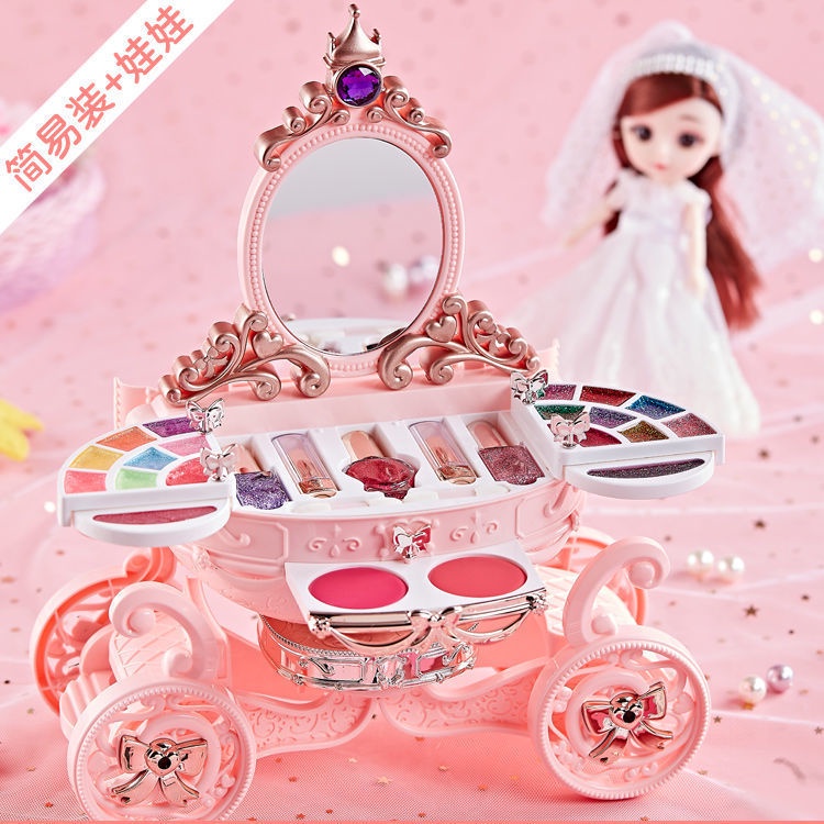 YĐồ chơi trang điểm cho trẻ em 5-10 tuổi Hộp có thể rửa được sơn móng tay bộ son môi cô gái nhà