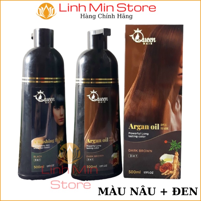 Dầu Gội Nhuộm Tóc Phủ Bạc Queen Hair Màu Đen Và Màu Nâu 500ml | Shopee Việt  Nam