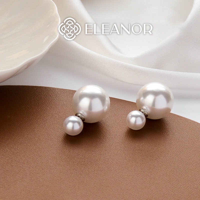 Bông tai nữ chuôi bạc 925 Eleanor Accessories ngọc trai nhân tạo lớn phụ kiện trang sức 3660