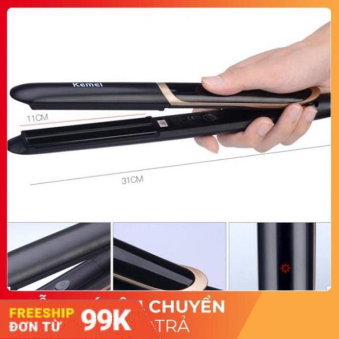 [Giảm 50%]  Máy Uốn Duỗi Tóc Kemei Km 2219, Máy Làm Xoăn Tóc Cao Cấp 2 in 1 Phiên Bản Mới Nhất 2020