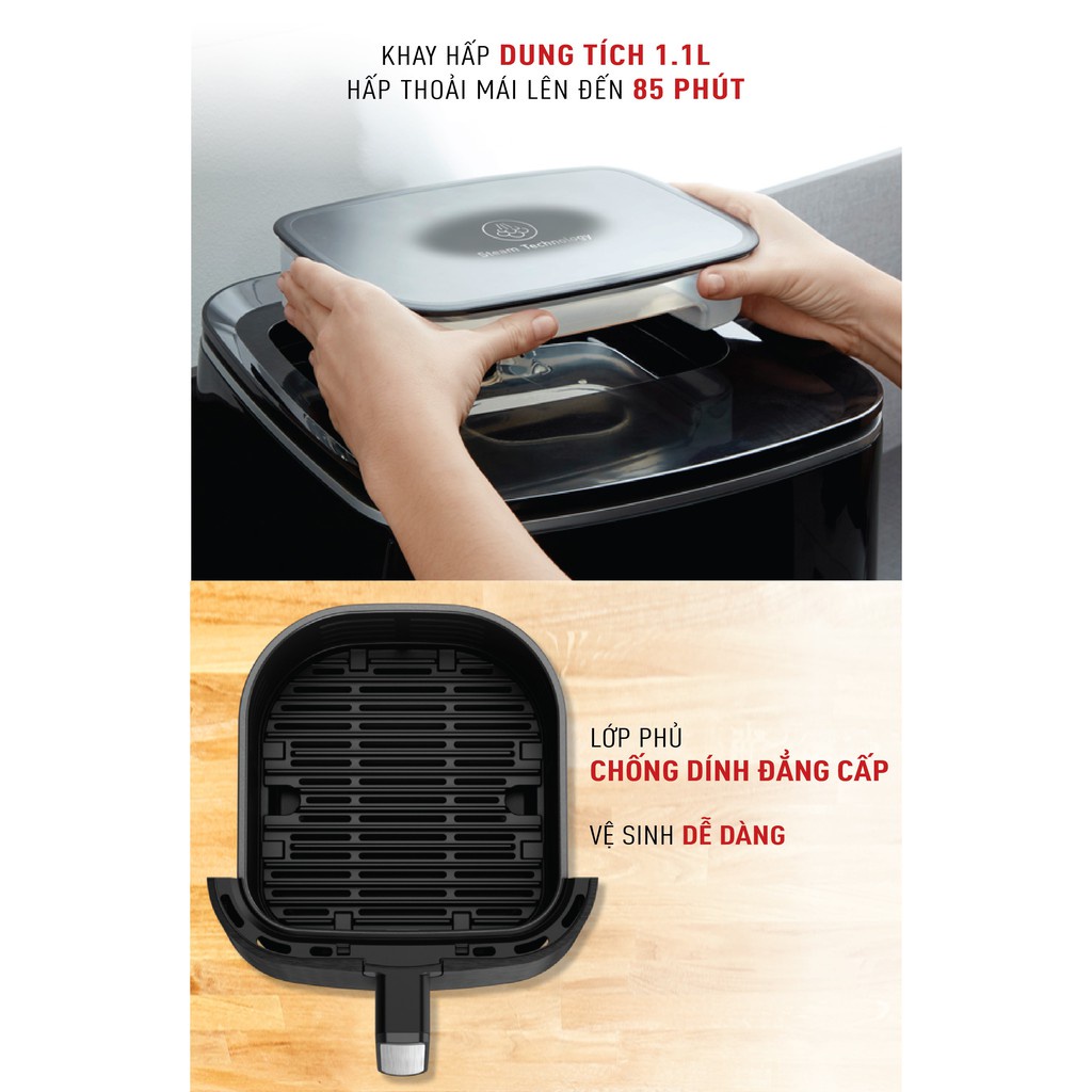 Nồi chiên không dầu Tefal 3 trong 1 Easy fry Steam &amp; Grill FW201815