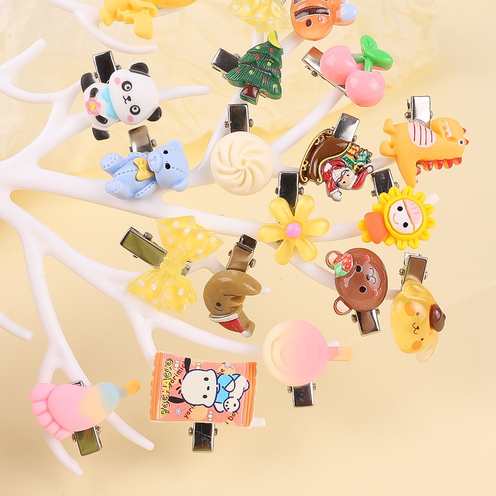 Kẹp Tóc Hoạt Hình Mini Bằng Nhựa Acrylic Màu Sắc Ngẫu Nhiên Cho Bé / Người Lớn