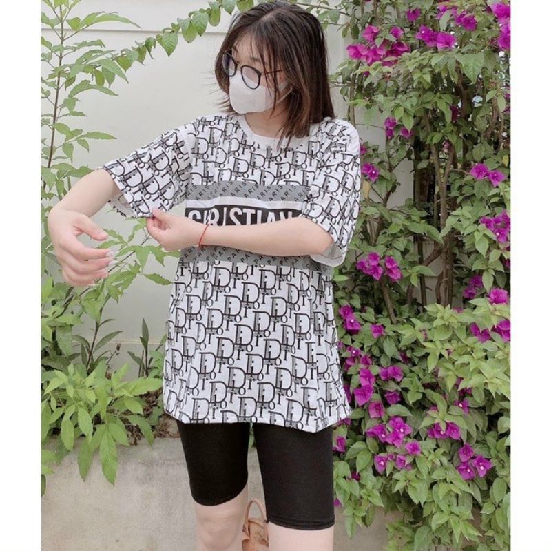 Set Bộ Quần Ngố Ôm Kèm Áo Thun Form Rộng In Nhiệt