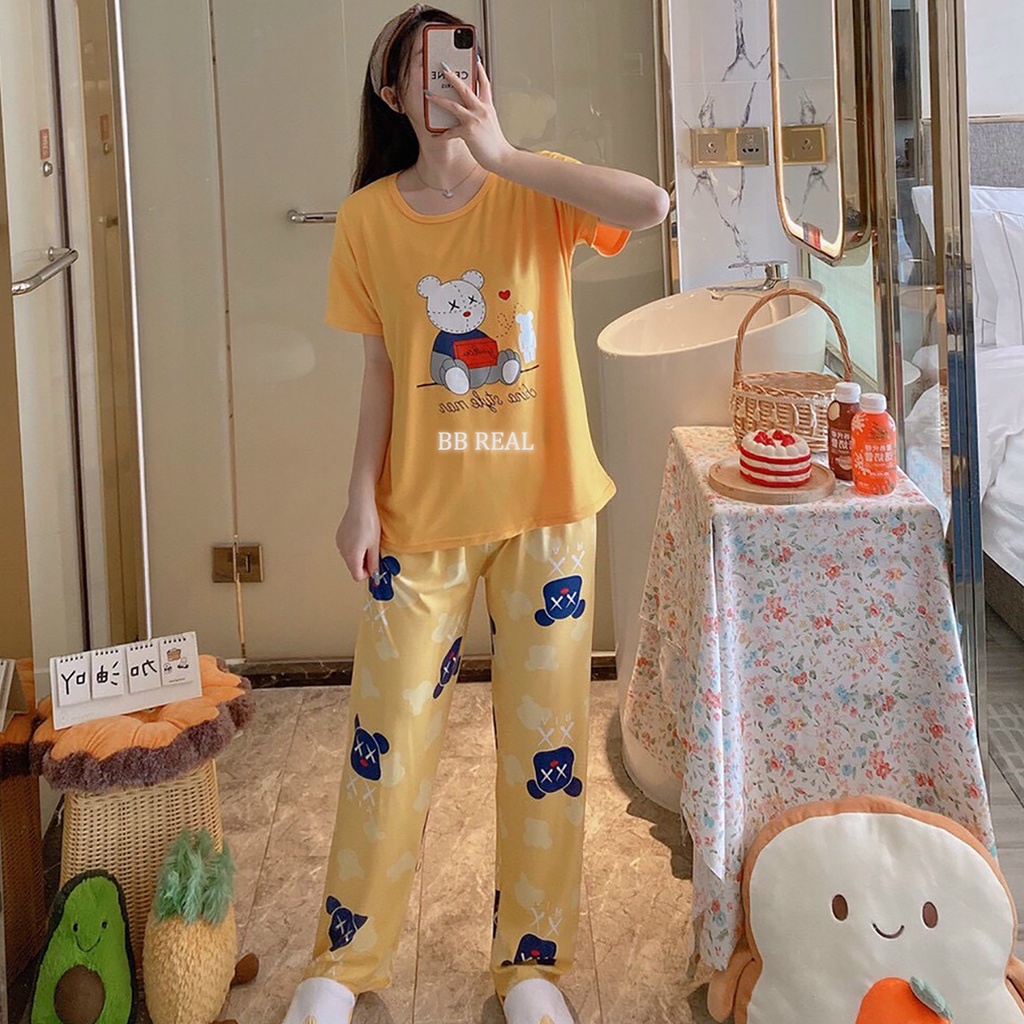 Đồ Bộ Mặc ở Nhà Bộ Đồ Ngủ Nữ Quần Dài Pijama Thun Lạnh Đẹp [CODE 5-8] Freesize Từ 45-60Kg - BB REAL | BigBuy360 - bigbuy360.vn