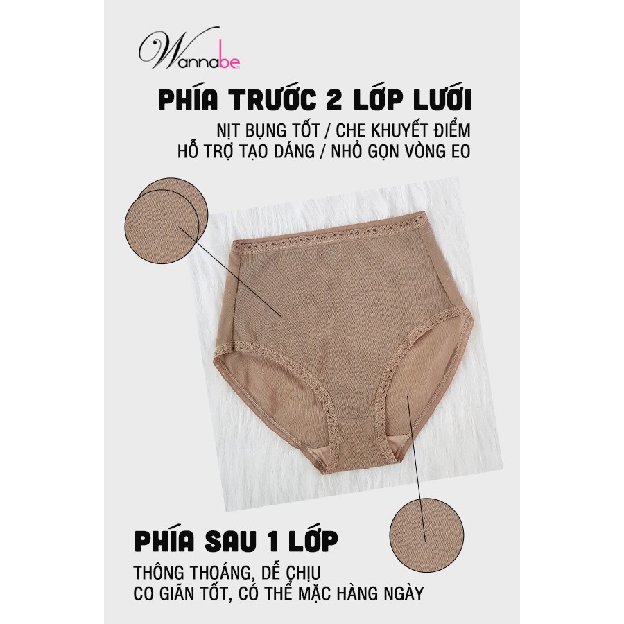 Quần lót gen nữ WANNABE qll02 quần gen nhẹ cạp cao, định hình vòng eo co giãn, thoải mái