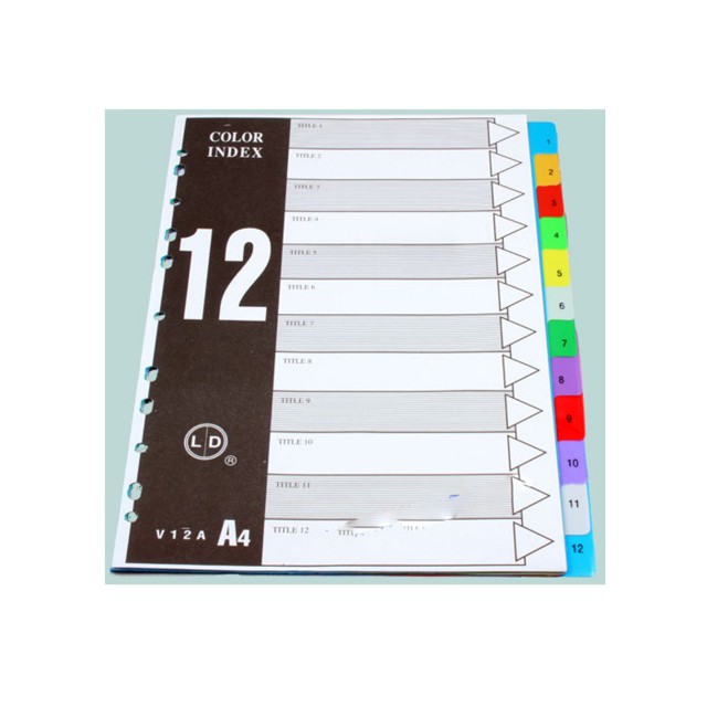 Bìa phân trang 12 số nhựa index color