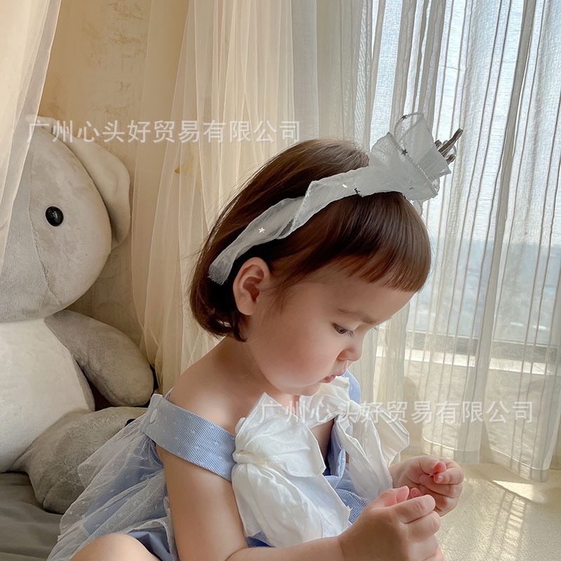 Bờm tóc voan vương miện công chúa phong cách Hàn Quốc đáng yêu cho bé