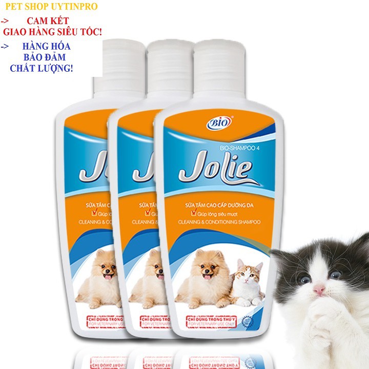 SỮA TẮM SIÊU MƯỢT LÔNG VÀ KHỬ MÙI HÔI CHO CHÓ MÈO THÚ CƯNG PET Bio Jolie chai 200ml