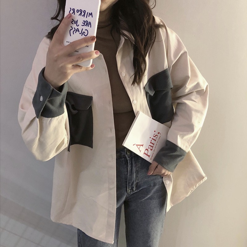 Áo sơ mi nữ form rộng khoác ngoài Emilyshop