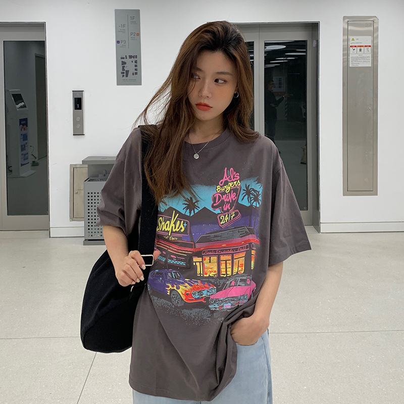Áo Thun Tay Ngắn In Hình Phong Cách Vintage